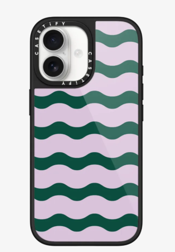 Lilac And Green Wavy Stripe